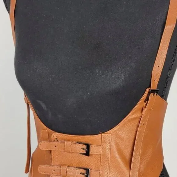 Palomino Brown Suspender PU Leather Harness Belt Women main image 4